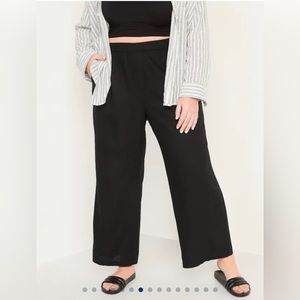 NEVER WORN Black High-Waisted Linen-Blend Wide-Leg Pants for Women